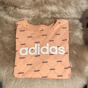 Adidas salmon colored crop tee
